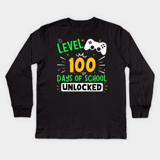 Level 100 Days Of School Unlocked Kids Long Sleeve T-Shirt